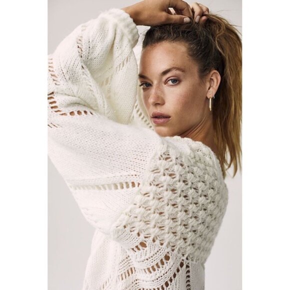 Free People Sweaters - Free People Snowball Cropped Wool Blend Sweater Ivory M
